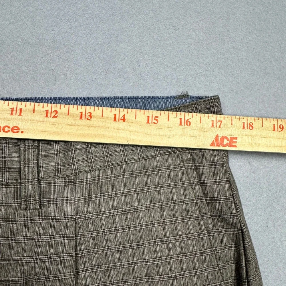 Banana Republic Mens 34x30 Relaxed Tapered Fit Brown Grid Pleated Ankle Pant NEW